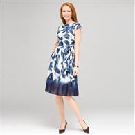 Blurred Leaf Floral Wrap Dress, Ivory Multi, medium