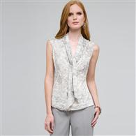 Camicetta con collo a fiocco, Grigio ardesia multicolore, medium