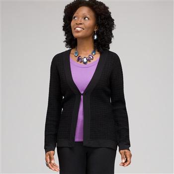 Long Sleeve Texture Stitch Cardigan, , large
