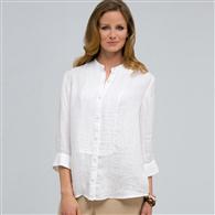Camicia a pieghe con chiusura a bottoni, Bianco, medium