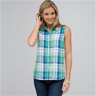 Camicia senza maniche con chiusura a bottoni, M&eacute;lange, medium