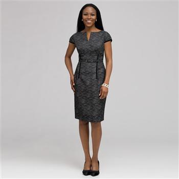 ベルベッドトリム付きダートドレス, ブラック & ホワイト, large