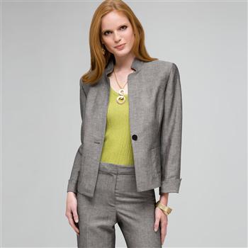 可洗亚麻双兜外套, 黑白混色, large