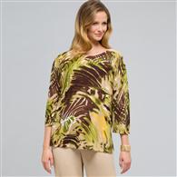 Maglia con scollo a barchetta, m&eacute;lange di toni di marrone, medium