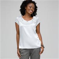 Beaded Jewel Neck Blouse, Frost, medium