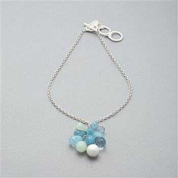 クラスタードロップネックレス, シルバー, large