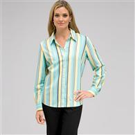 Camicia a righe con chiusura a bottoni e manica lunga, M&eacute;lange, medium