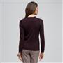 Cardigan a manica lunga con rouche sul davanti, Marrone, small