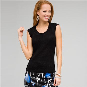 Cable Knit Shell, Black, large