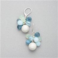 クラスタードロップイヤリング, シルバー, medium