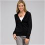 Cardigan con scollo a V e rouche sul davanti., Nero, small