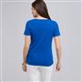 T-shirt col V &agrave; manches courtes, Bleu, small
