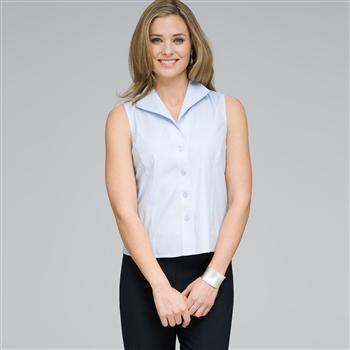 Elegante camicia sciancrata senza maniche, no stiro, facile da lavare, Azzurro, large