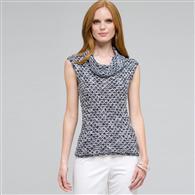 Sleeveless Cowl Neck Top, White Multi, medium