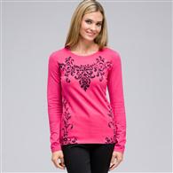 Maglia girocollo con manica lunga, Begonia m&eacute;lange, medium