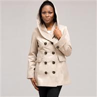 Hooded Trench Coat, Flax, medium