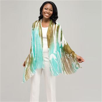 多色条纹围巾, 灰色, large