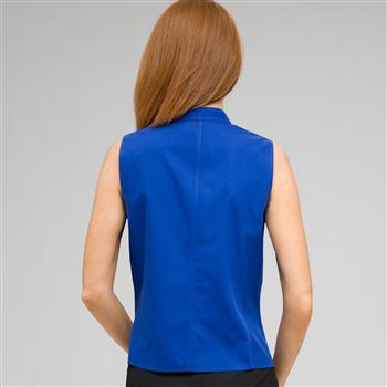 No-Iron Easy Care Sleeveless Shawl Collar Blouse, , large