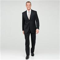 Black Single Pleat Athletic Fit Wool Suit, Black, medium