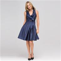 Ruffle Front A-Line Dress, Navy, medium