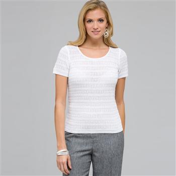 Maglia con scollo rotondo, Bianco, large