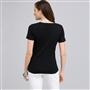 T-shirt col V &agrave; manches courtes, Noir, small