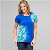 Maglia girocollo a manica corta, combinazione di blu riviera, medium