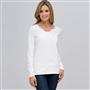 Maglia con scollo a V e manica lunga, Bianco, small