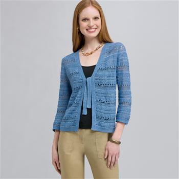 Cardigan con annodatura frontale, Blu pietra, large