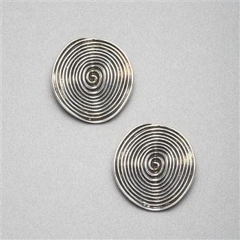 Silver Button Earrings, , large