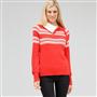 Long Sleeve Raglan Button Out Turtle Neck, Fire Red Multi, small