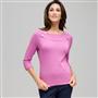 Maglia con collo a barchetta e manica a 3/4, Lavanda, small