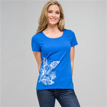 Short Sleeve Crew Neck, riviera blue & white, large