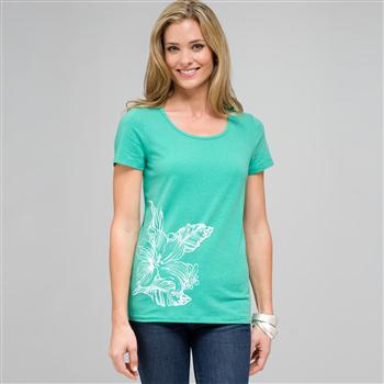 短袖水手领上衣, 海草色和白色, large