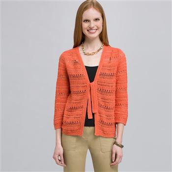 Cardigan con annodatura frontale, Corallo arancione, large