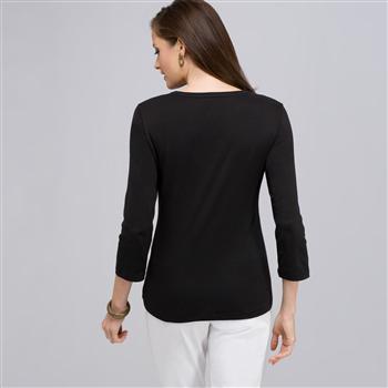 3/4 Sleeve V-Neck Top, , large