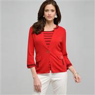 Relaxed Fit Cardigan, Cardinal Red & Black, medium
