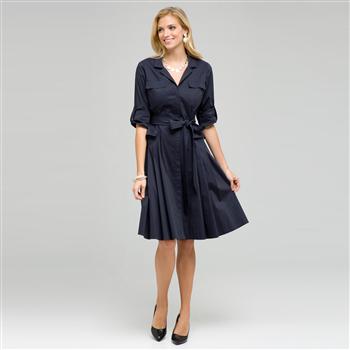 Short Sleeve Belted Shirtdress, , large