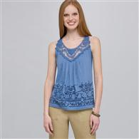 Top con applique e paillettes, Combinazione di blu pietra, medium