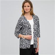 Cardigan con rouche aperto davanti, Bianco e nero, medium