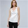 Top con scollo drappeggiato e fibbie, Bianco, small