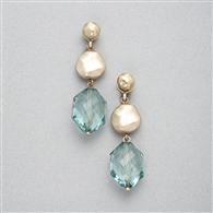 Green and Gold Clip On Earring, Green, medium
