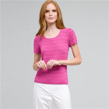Scoop Neck Knit Top, Cerise, large