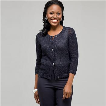 3/4 Sleeve Button Front Cardigan, , large