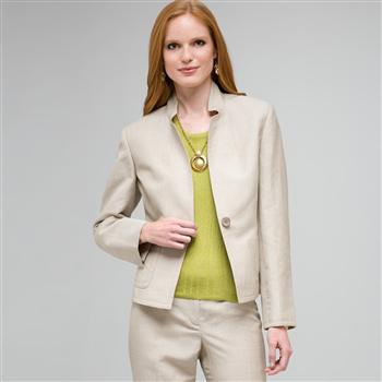 Washable Linen 2 Pocket Jacket, Stone and White, large