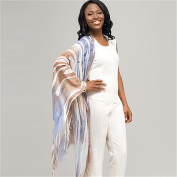 Striped Multi Colour Scarf, Mist, large