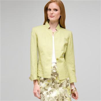 Washable Linen 1 Button Jacket, New Dill, large