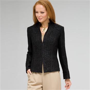 Textured Zip Front Jacket, , large