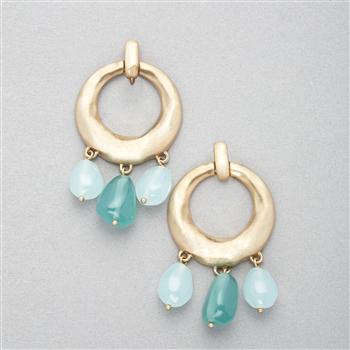 Turquoise and Gold Hoop Earring, , large