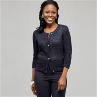 Cardigan con abbottonatura frontale e manica a 3/4, Inchiostro e argento, medium